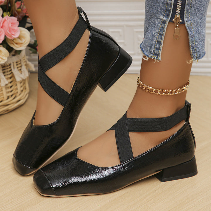 Damen edle Ballerina-Schuhe mit glitzernden Riemen und komfortablem Fußbett Drune