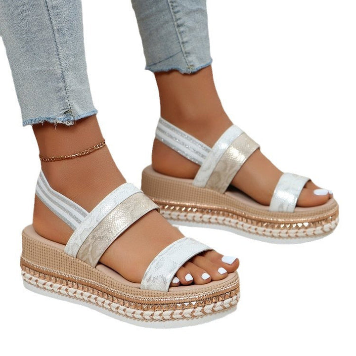 Damen Glitzernde Plateau-Sandalen Drune