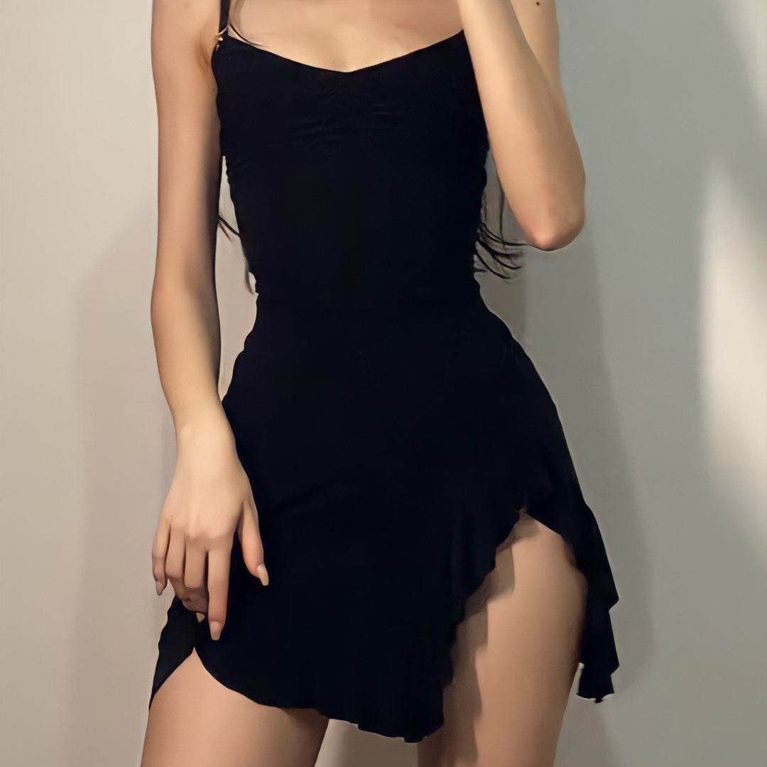 Damen Unterkleid mit verstellbaren Spaghettiträgern und Rüschenabschluss Drune