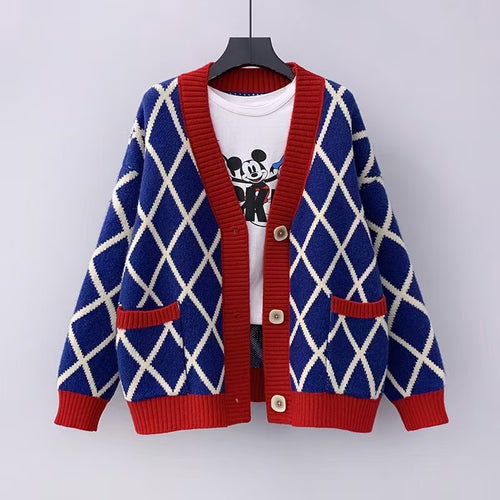 Damen Grobstrickcardigan mit Karomuster Drune