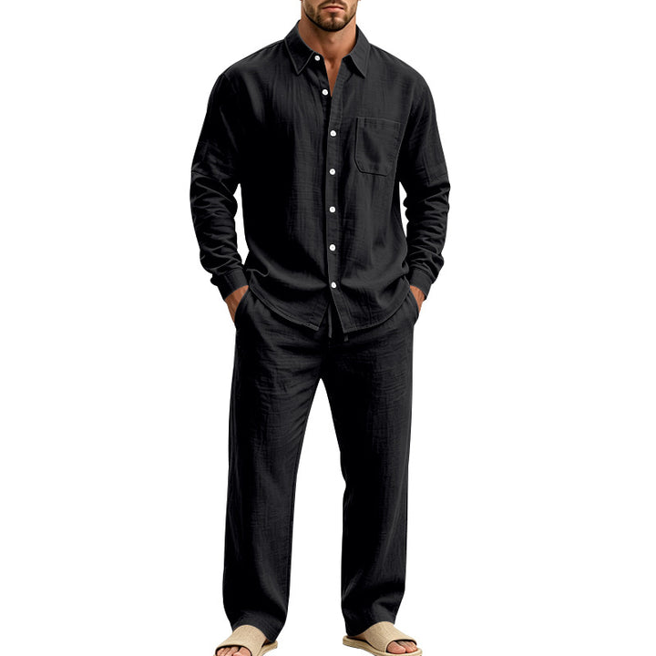 Herren entspanntes Leinen-Hemd und weite Loungewear-Hose Drune