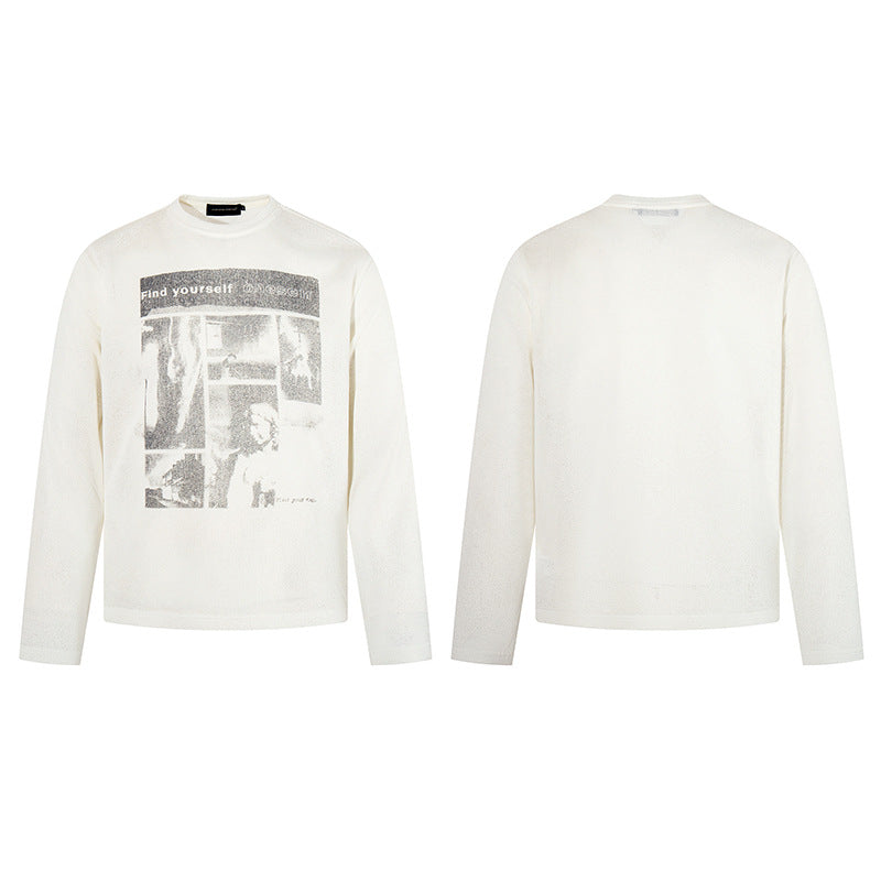 Herren Sweatshirt mit vintage Fotocollage-Print, geradem Schnitt und Rundhalsausschnitt Drune