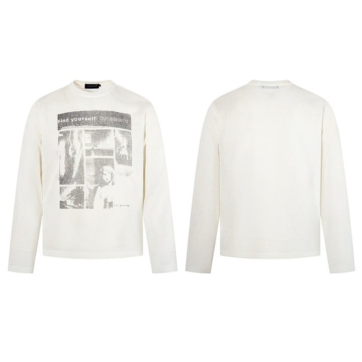 Herren Sweatshirt mit vintage Fotocollage-Print, geradem Schnitt und Rundhalsausschnitt Drune