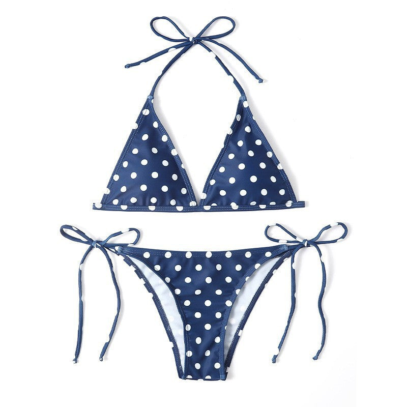 Damen Triangel-Bikini mit hochwertigem Punktmuster und verstellbaren Bändern Drune