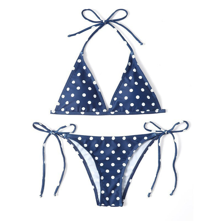 Damen Triangel-Bikini mit hochwertigem Punktmuster und verstellbaren Bändern Drune