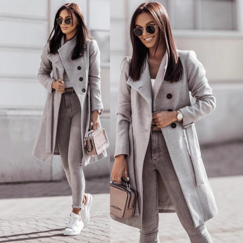 Damen Eleganter Übergangsblazer mit doppelter Knopfreihe und praktischen Taschen Drune
