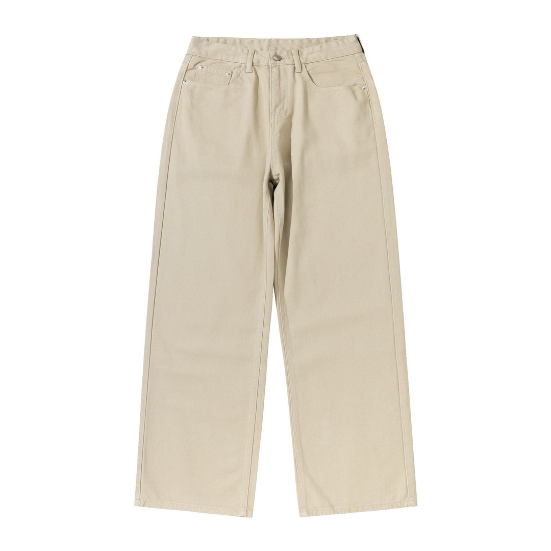 Damen Weite Cropped-Hose mit hohem Bund, geradem Bein und Five-Pocket-Design Drune