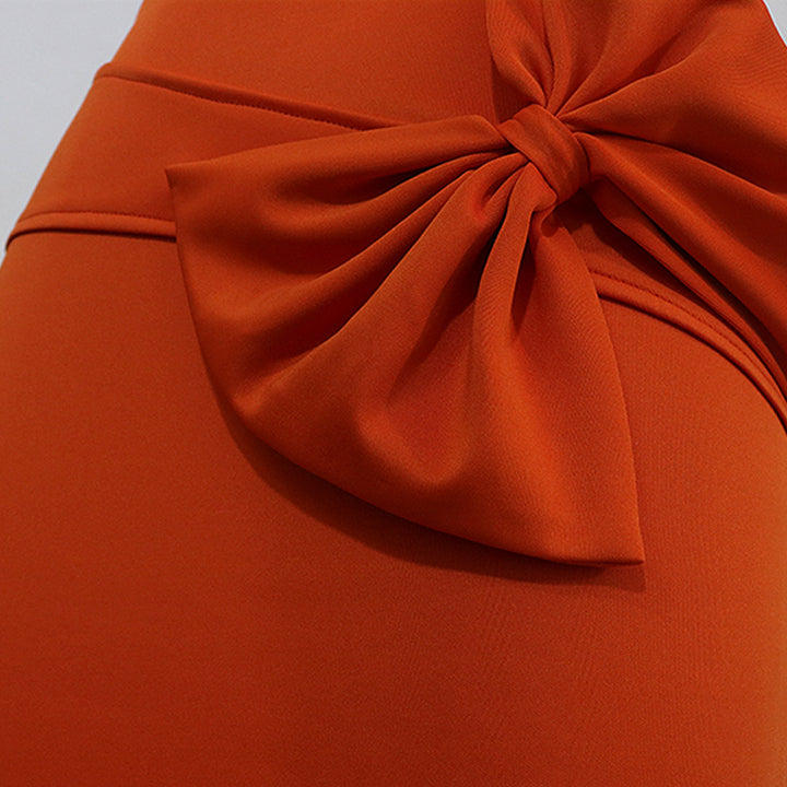 Damen eleganter Bleistiftrock mit voluminösem Schleifenakzent Drune