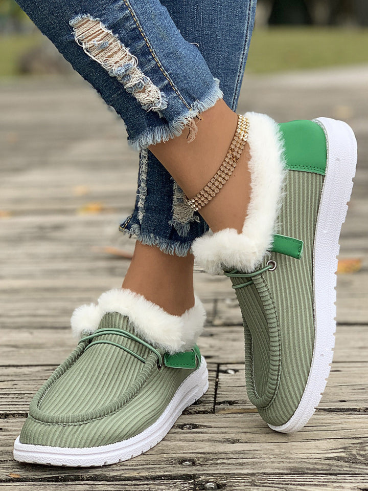 Damen Flauschige Slip-On Hausschuhe mit weichem Innenfutter Drune