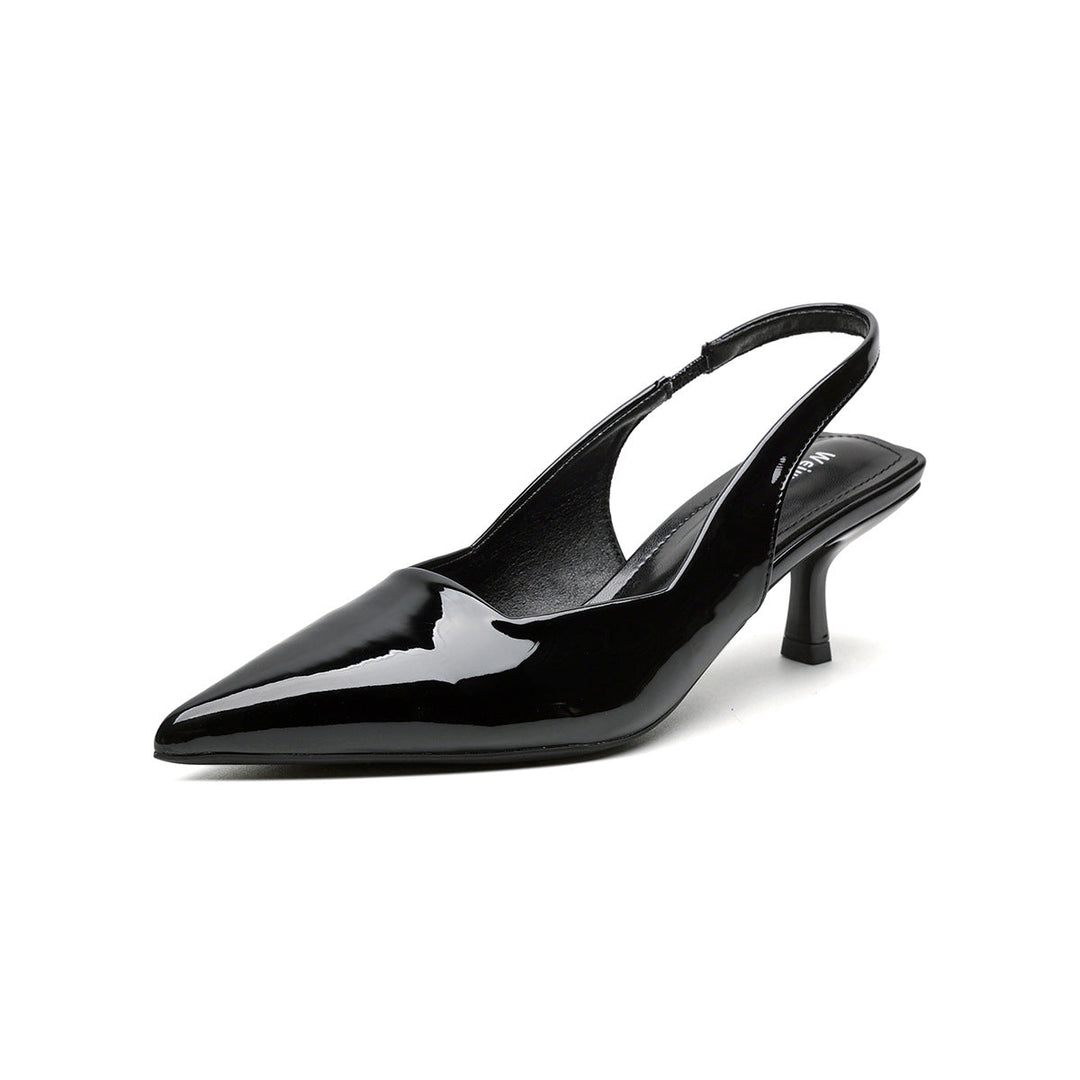 Damen Slingback Pumps mit spitzem Zehenbereich und elegantem Hochglanz Drune