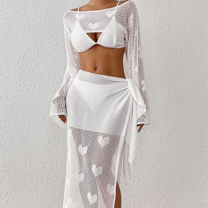 Damen Transparenter Strandsarong mit Herzen Drune