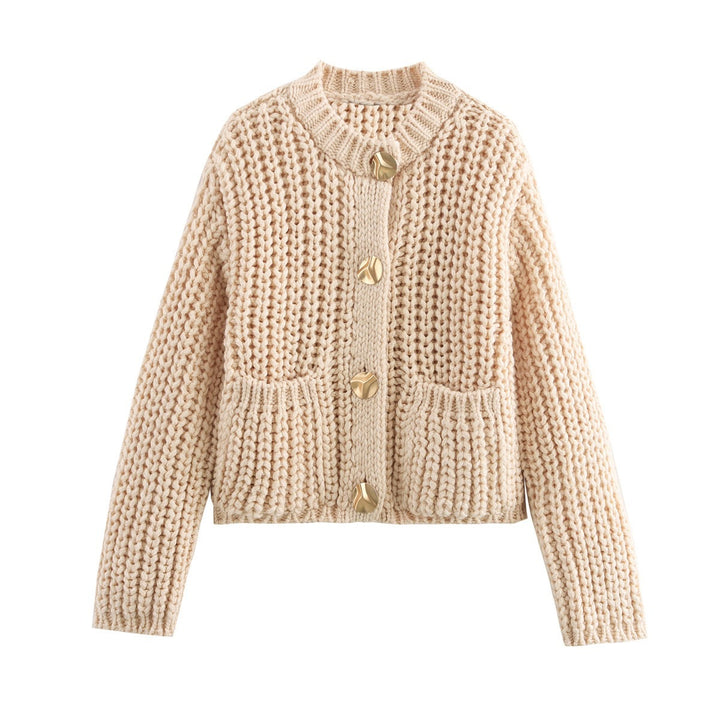Damen Grobstrick-Pullover mit Taschen und Oversize-Silhouette Drune