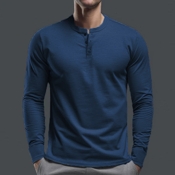 Herren nan Langarmshirt mit Knopfleiste und schmaler Passform Drune