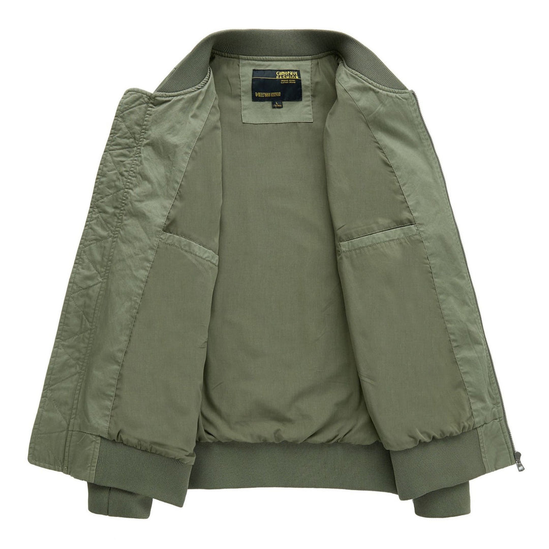 Herren  Canvas Zip-up Rippbündchen Utility-Jacke mit gewölbten Taschenpaneelen Drune