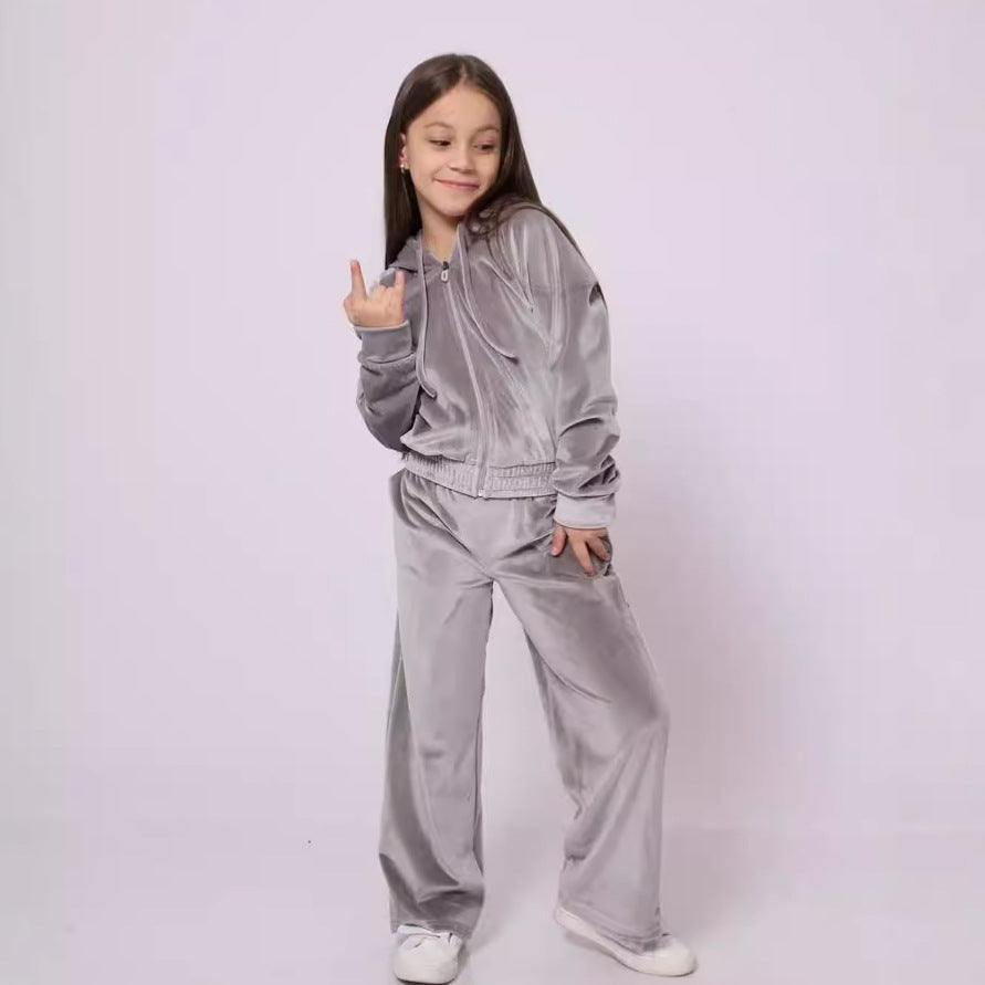 Damen Sportliches Fleece-Trainingsjacken-Set Drune