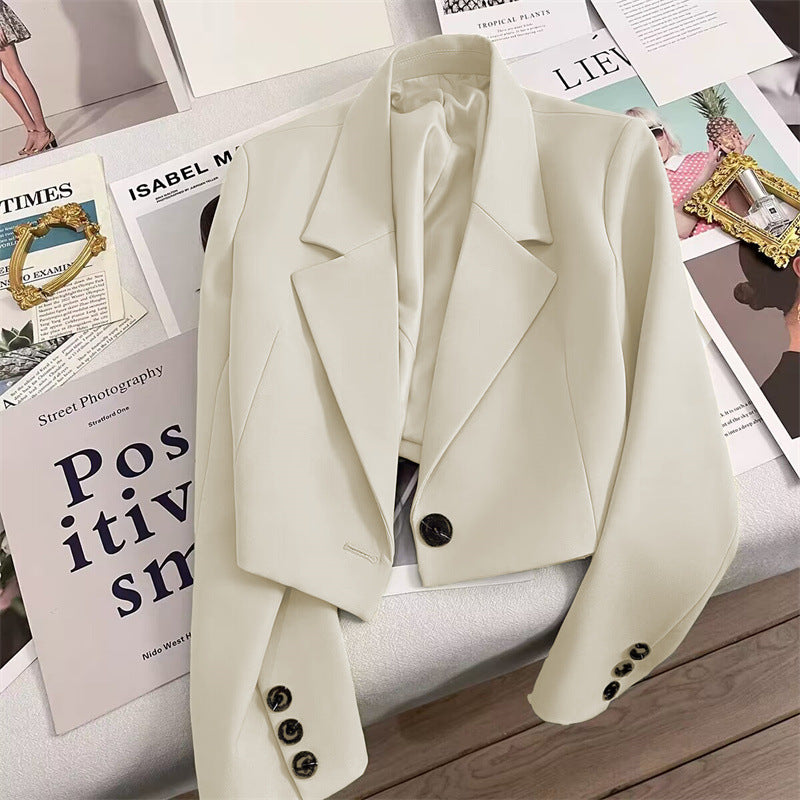 Damen Cropped Blazer mit Schalkragen Drune