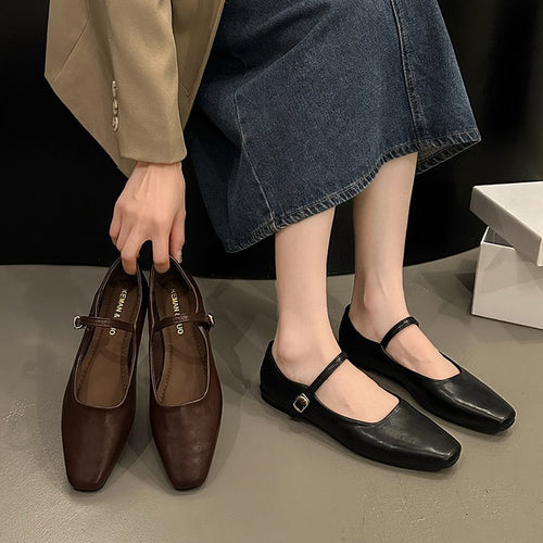 Damen elegante Mary Jane Ballerinas mit klassischem Riemchen und komfortablem Fußbett Drune