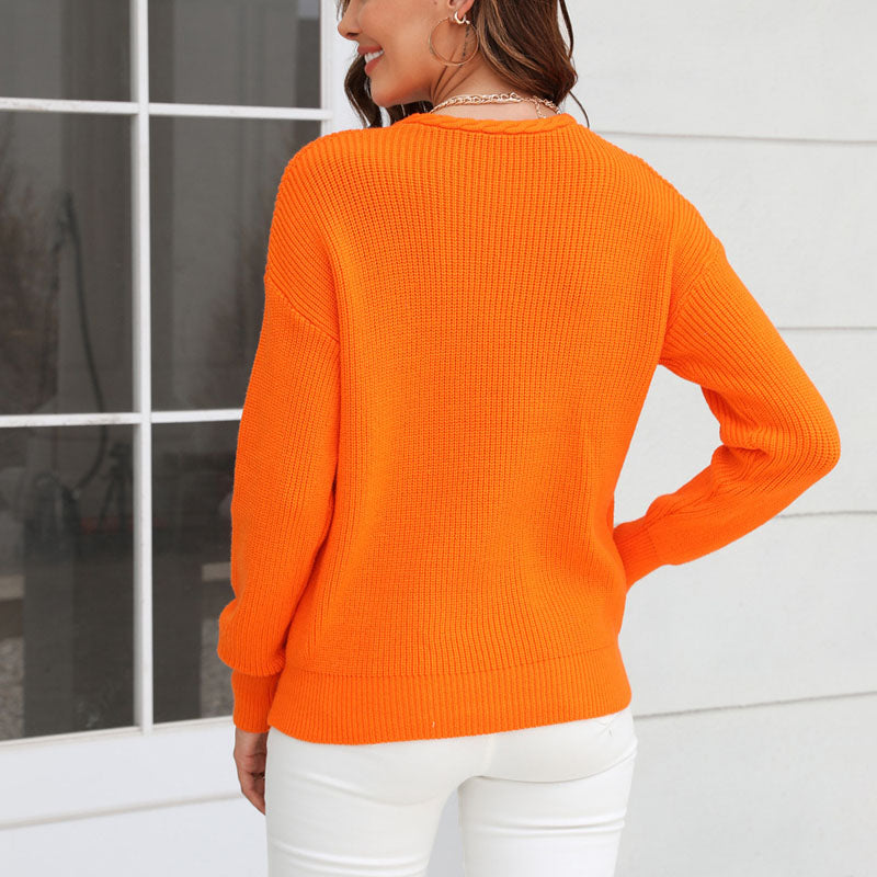 Drune | Schlichter Einfarbiger Strickpullover Mit Rundhals