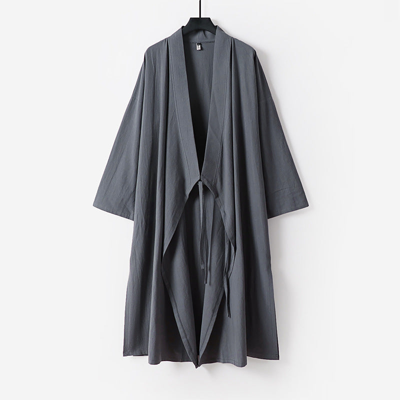 Damen Langer ärmelloser Kimono-Weste mit minimalistischer Linienführung und dekorativem Knebelverschluss Drune