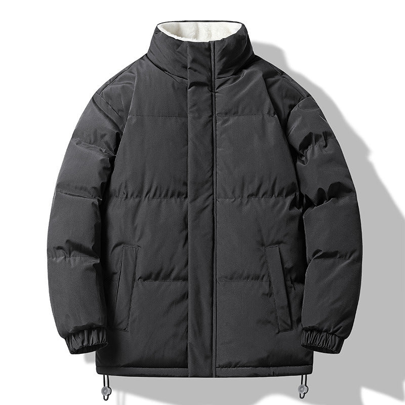 Herren Wattierter Kurzparka mit hohem Stehkragen Teddyfutter elastischen Bündchen und Kordelzug Drune