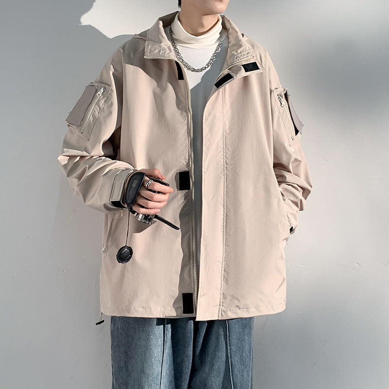 Herren zweilagige Softshell-Overlayerjacke mit Kapuze, wind- und wasserabweisender Membran und verstellbarem Saum Drune