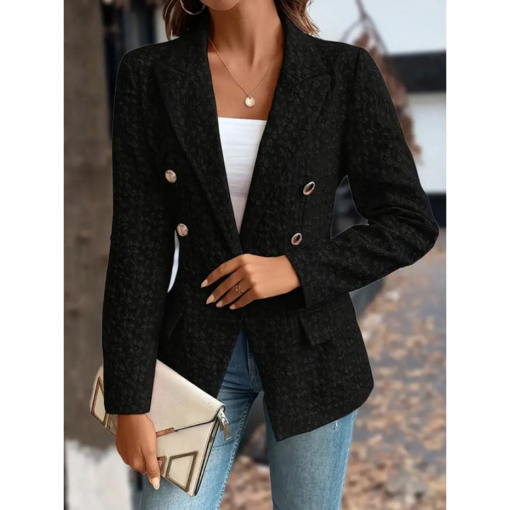 Damen Eleganter Blazer mit strukturiertem Muster und doppelter Knopfleiste Drune