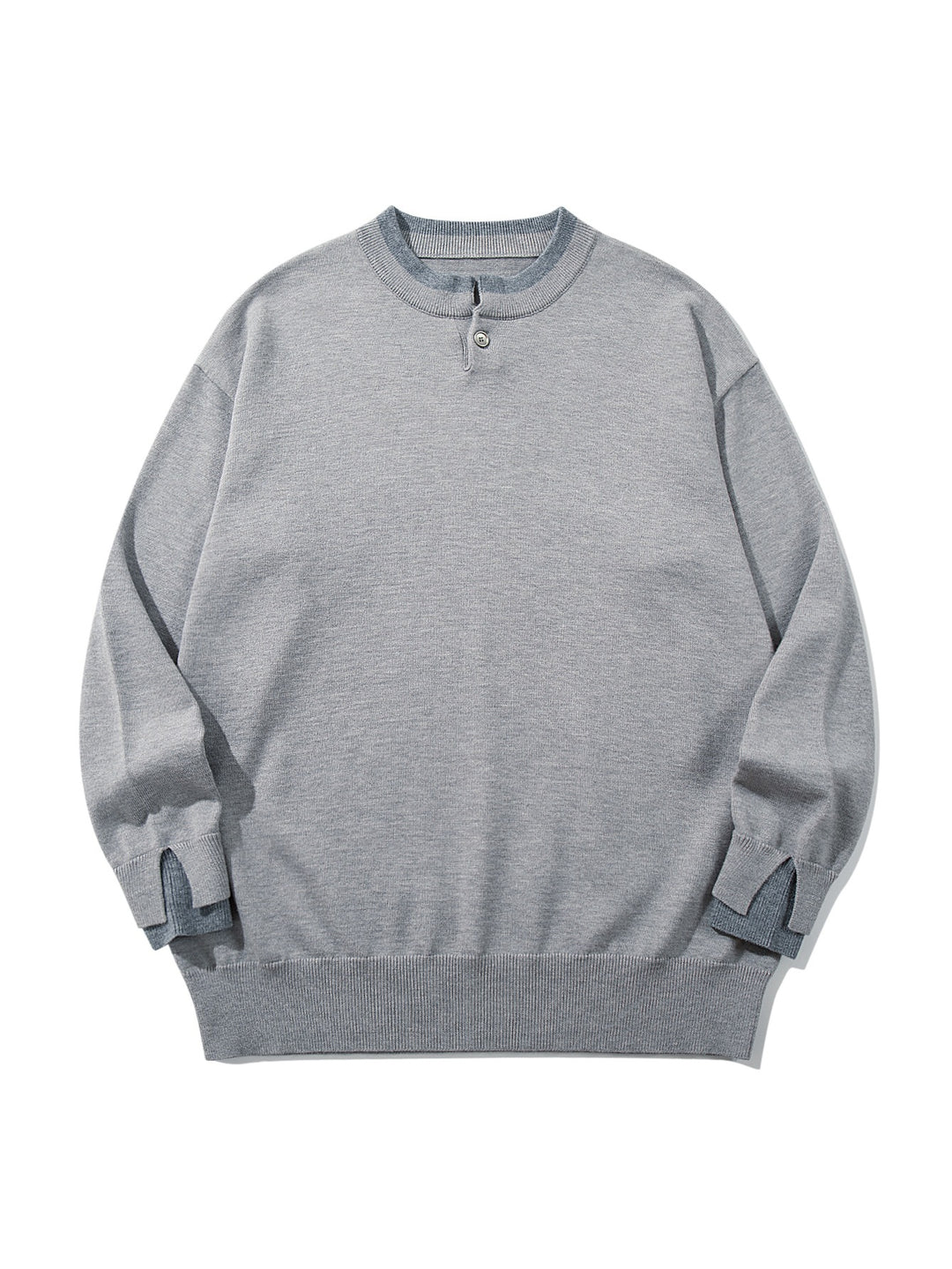 Unisex Oversize-Strickpullover mit kurzer Henley-Knopfleiste und Daumenloch-Manschetten Drune