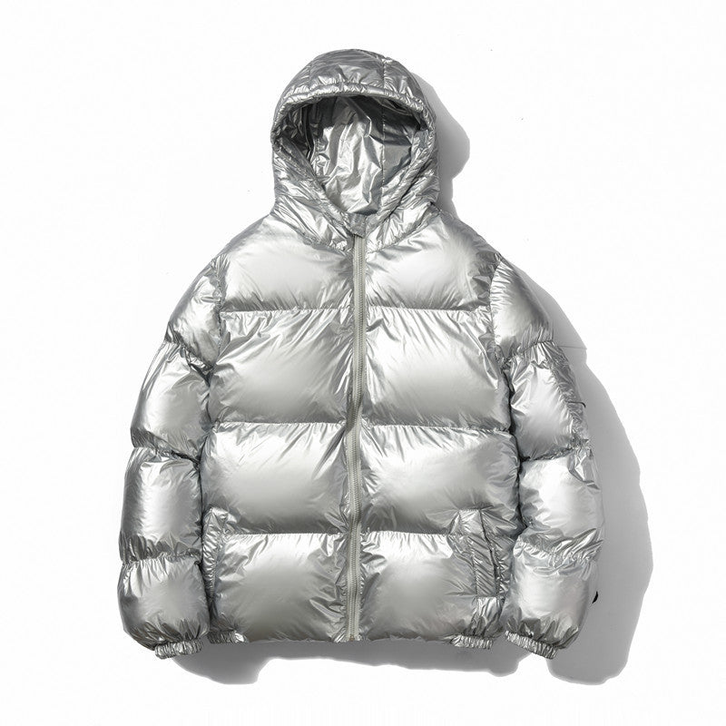 Unisex nan glänzende Steppjacke mit Kapuze, wärmeisolierender Füllung und winddichter Membran Drune