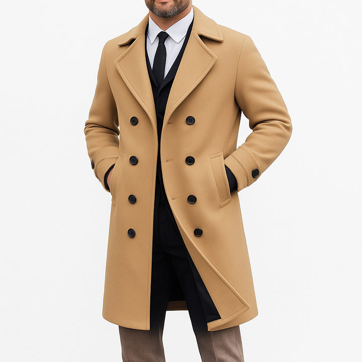 Herren eleganter Doppelt-Mantel mit praktischen Taschen und hochwertigem Futter Drune