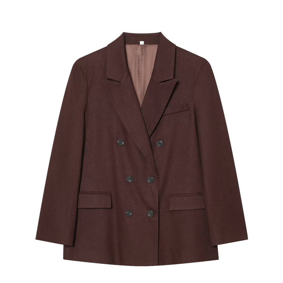 Damen Doppelreiher-Blazer und High-Waist-Hose im Tailored-Set Drune