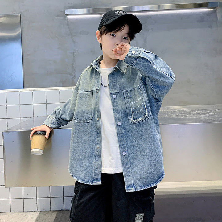 Unisex moderne Denim-Hemdjacke Drune