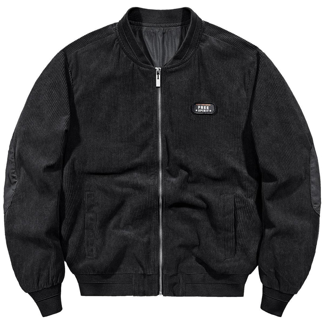 Herren Cord-Blouson im Bomberstil mit Rippenstruktur und Badge-Detail Drune