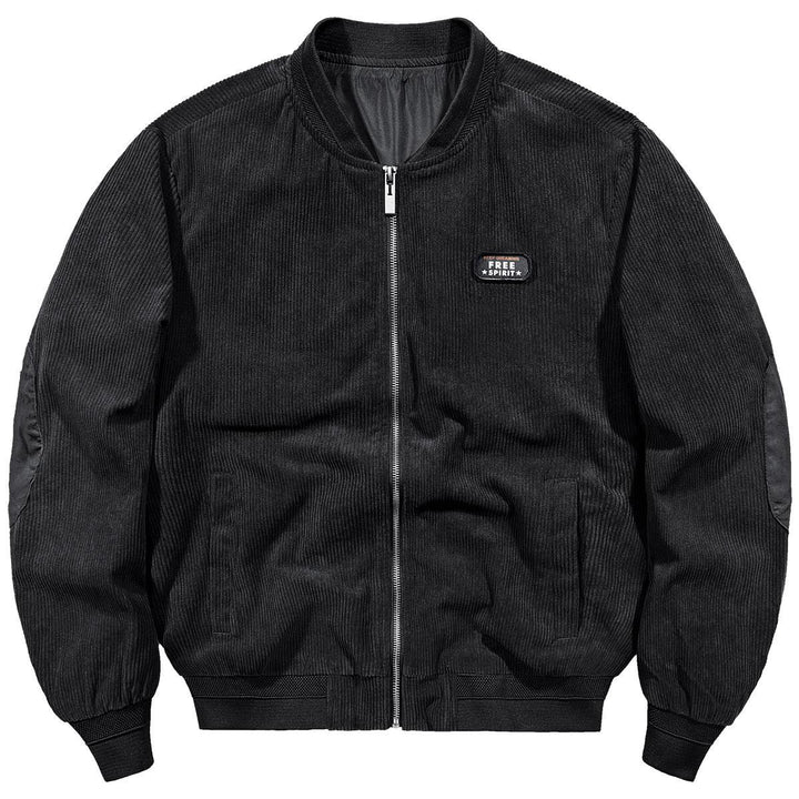 Herren Cord-Blouson im Bomberstil mit Rippenstruktur und Badge-Detail Drune