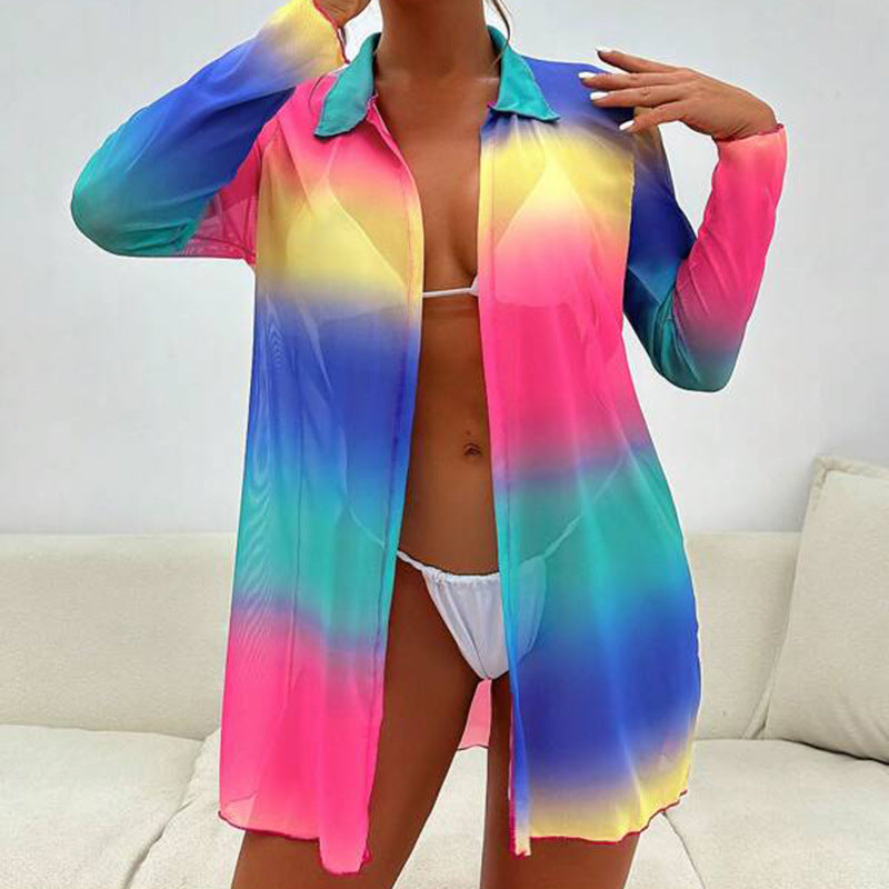 Damen Strandkimono mit buntem Farbverlauf Drune