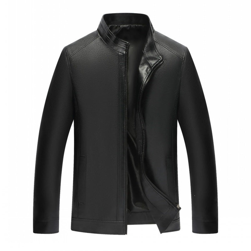 Herren Premium-Kunstleder-Blousonjacke mit Verdecktem Zwei-Wege-Reißverschluss & Rippbündchen Drune