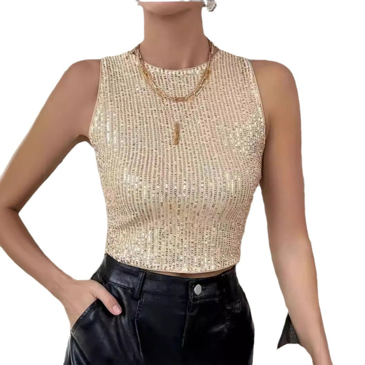 Damen Glitzerndes Crop-Top aus feiner Stoffstruktur Drune