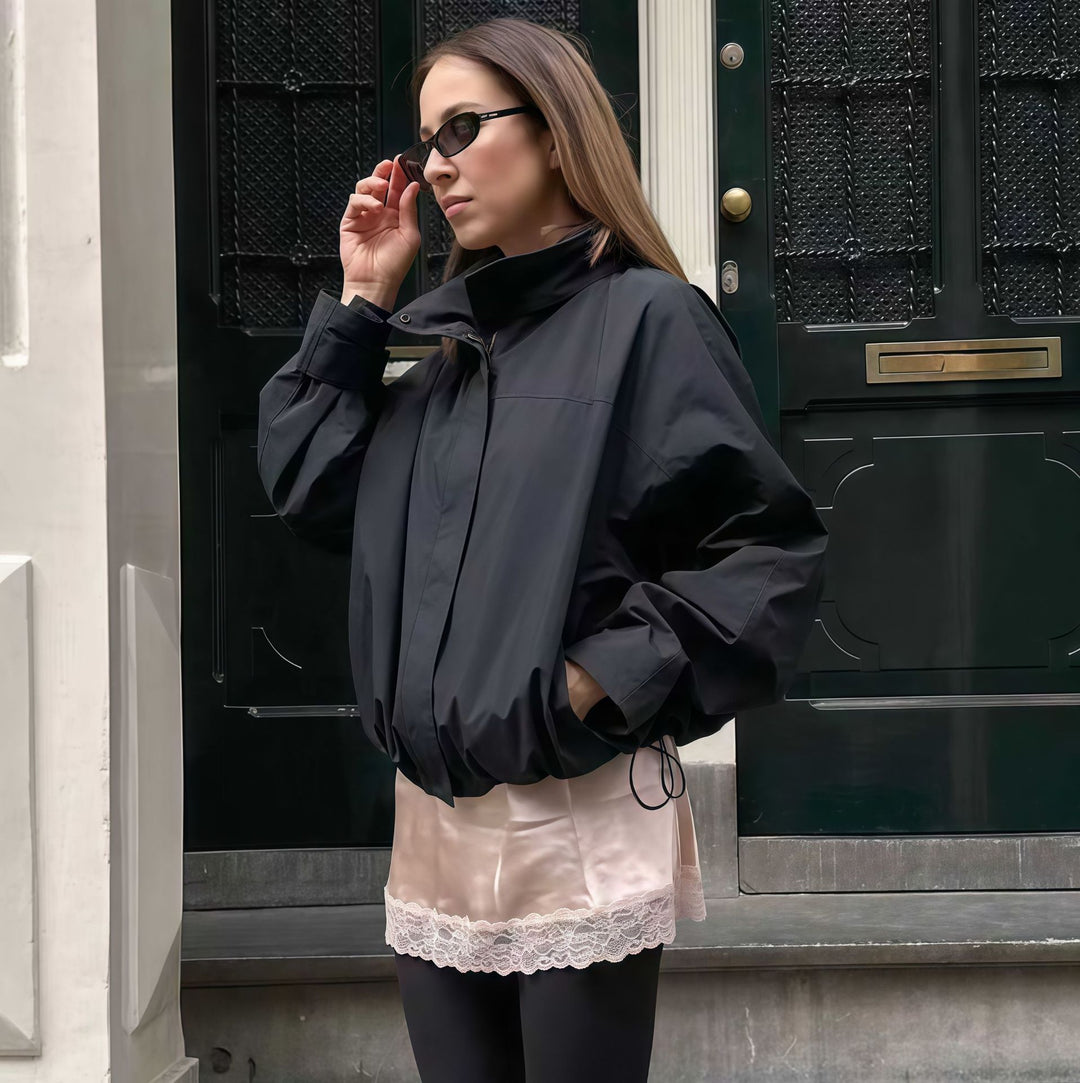 Damen Funktionale Oversized-Jacke mit hohem Kragen und innovativem Design Drune