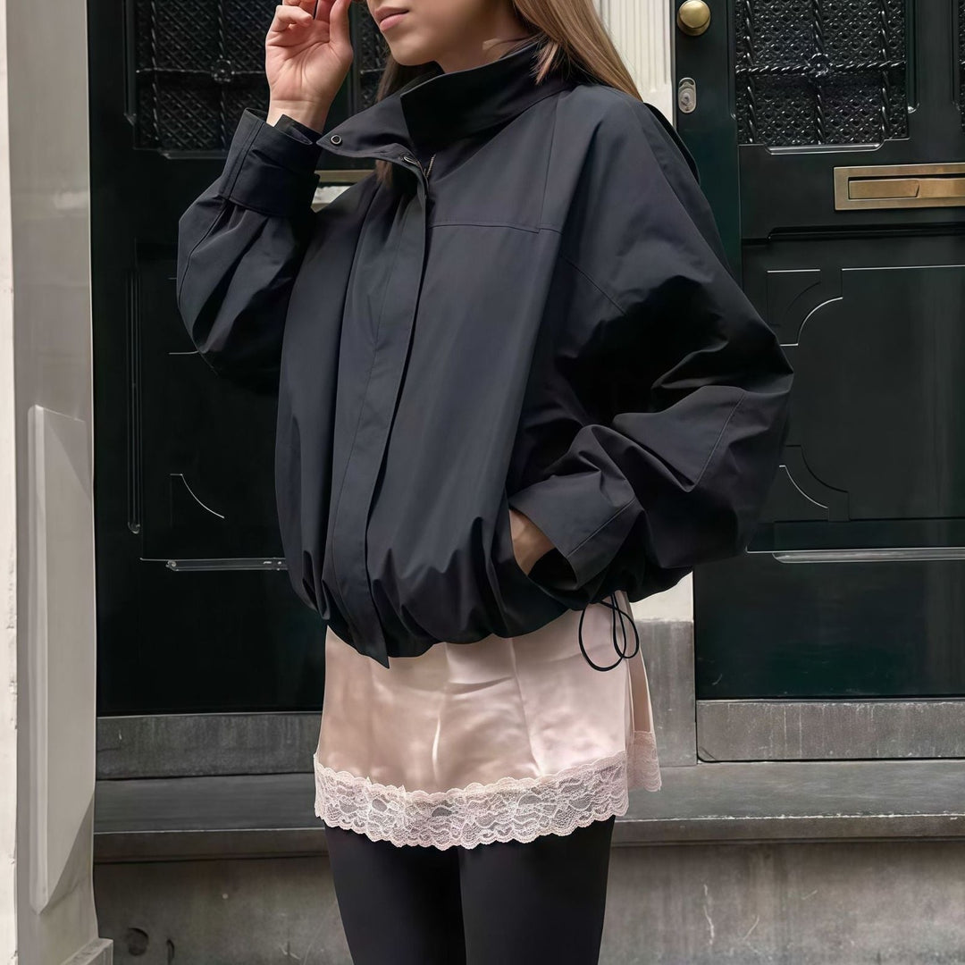 Drune | Damen Übergroße Funktionale Jacke mit Hohem Kragen