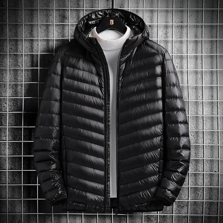 Herren nan ultraleichte Steppjacke mit Kapuze, winddichter Außenhülle und packbarem Thermofutter Drune