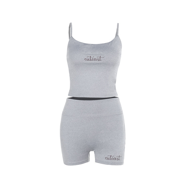 Damen sportliches Crop-Top und Shorts-Set Drune