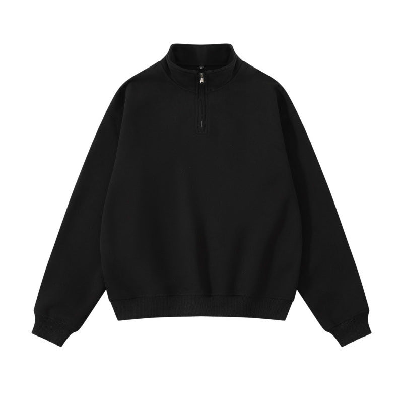 Unisex Oversize-Halbzip-Sweatshirt aus Baumwollmix mit Stehkragen und Rippbündchen Drune