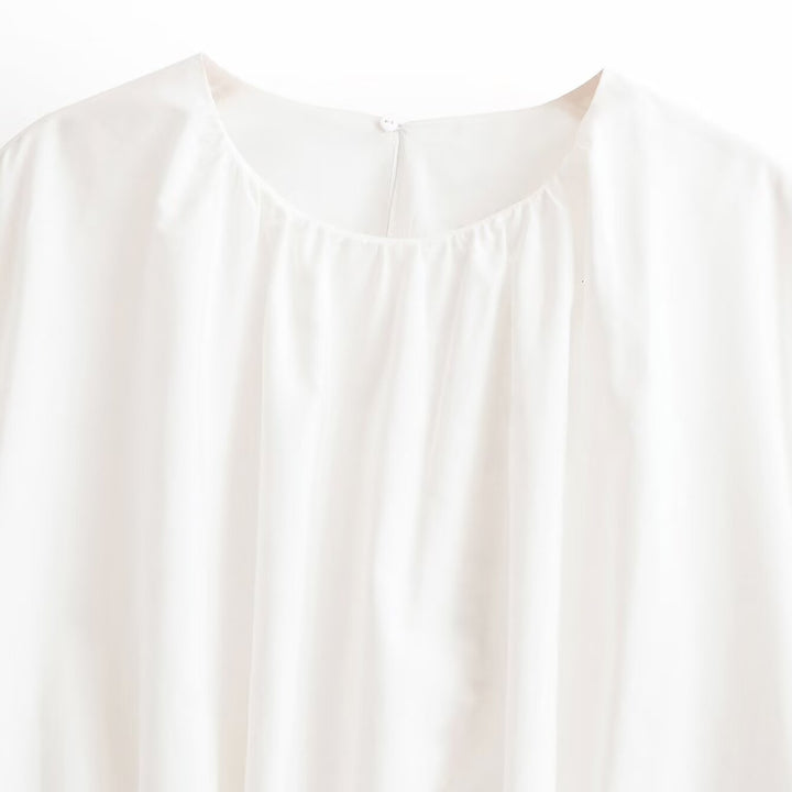 Damen Weites Cape-Top aus fließendem Satin mit Rundhalsausschnitt Drune