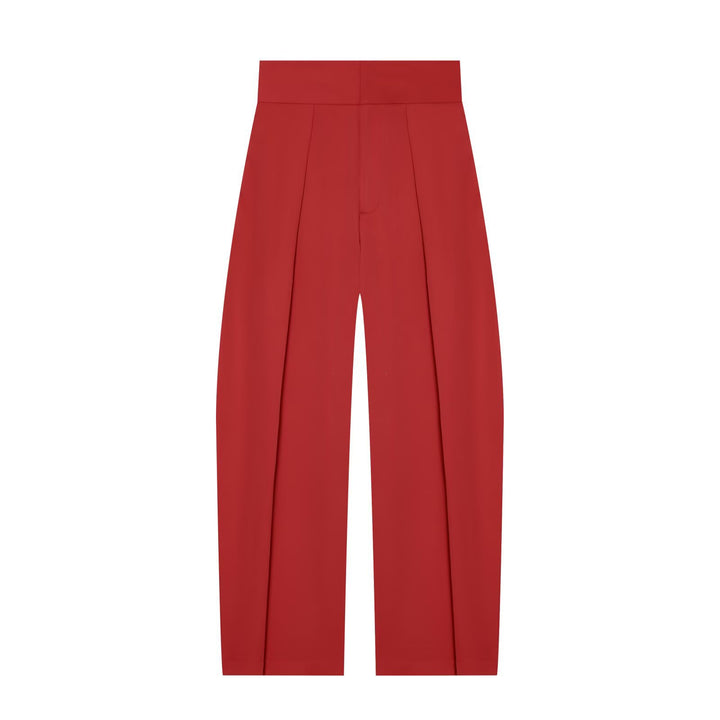 Damen Hochtaillierte Plissée-Hose mit weitem Bein und markanten Vorderfalten Drune