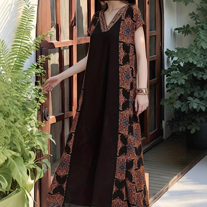 Damen Maxikleid mit aufwendigen Stickdetails und fließendem Schnitt Drune
