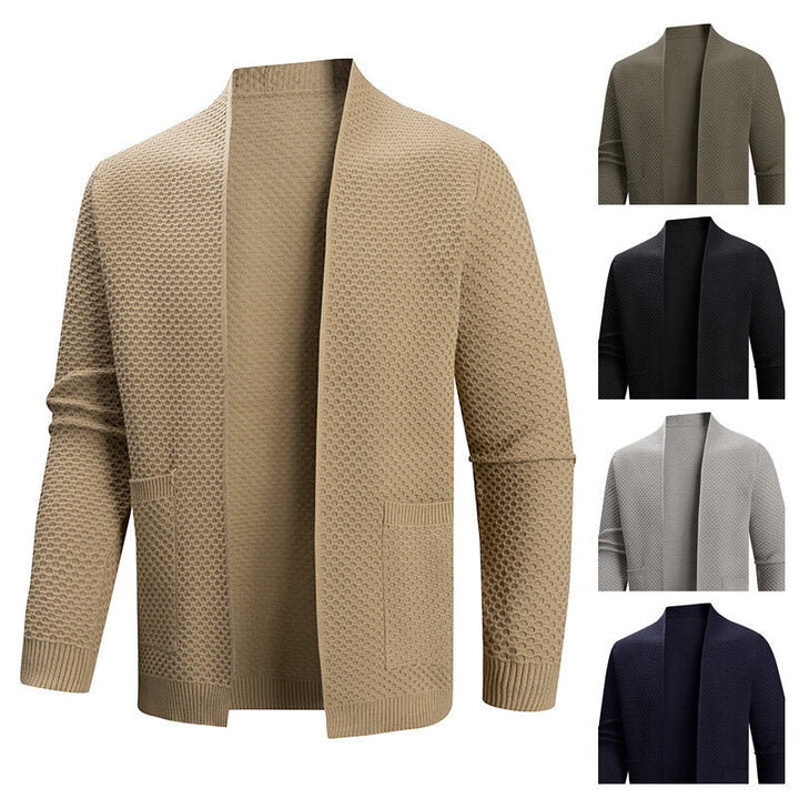 Herren Strickjacke mit offenem Kragen Drune