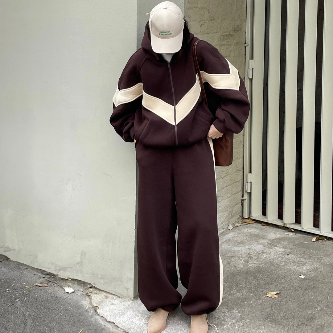 Damen leichte Oversize-Windbreakerjacke mit Kontrastpanelen, Tunnelzugbund und elastischen Bündchen Drune