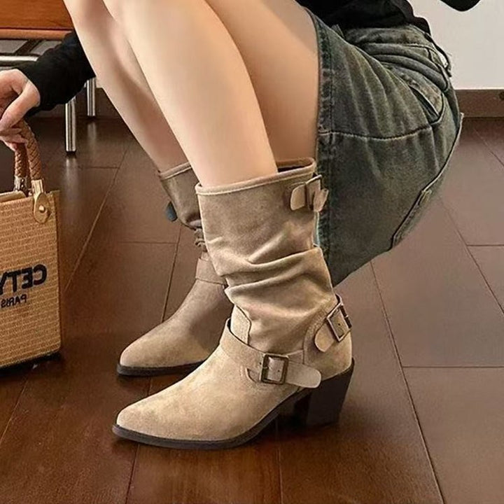 Damen Elegante und modische Stiefeletten mit Riemen Drune
