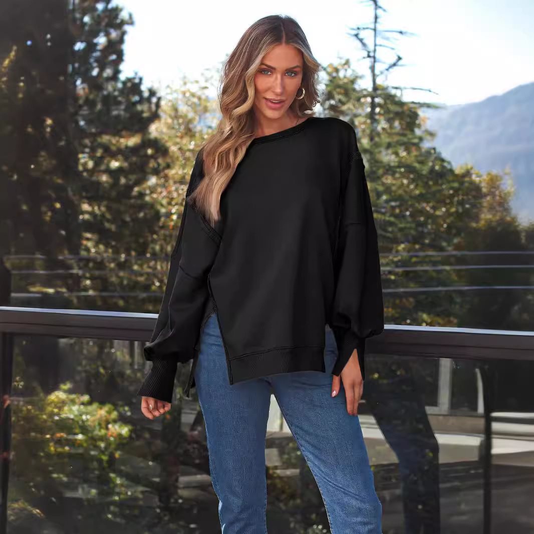 Damen oversized Sweatshirt mit ballonförmigen Ärmeln Drune