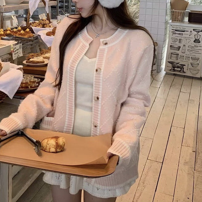 Damen Strickjacke mit dekorativem Muster und Taschen Drune