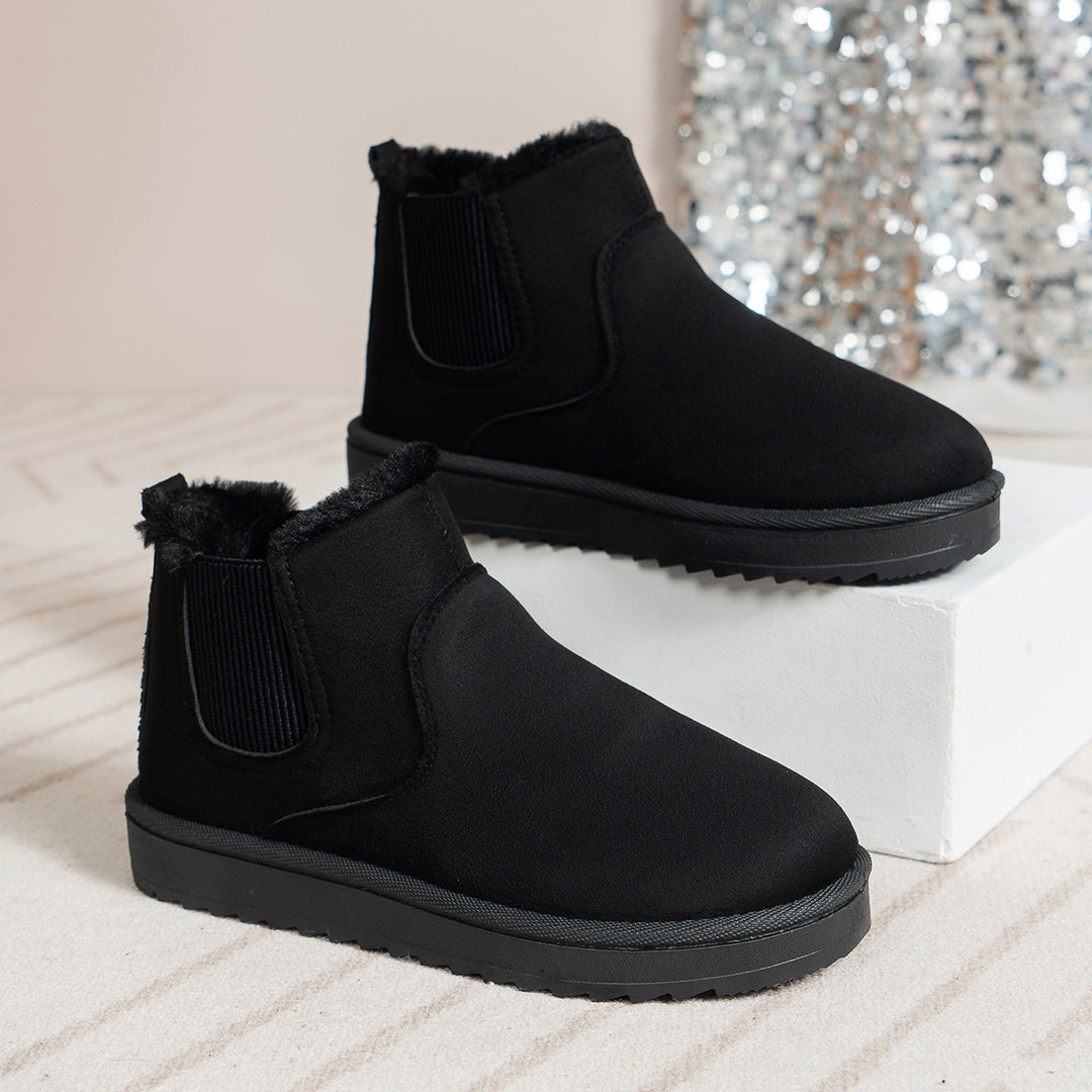 Damen  gefütterte Chelsea-Ankle-Boots mit Teddyfutter, elastischer Seitenblende und rutschfester Leichtsohle Drune